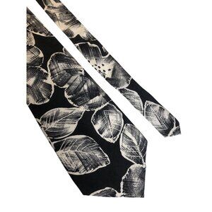 Halston III Silk Tie Black White Floral Mens Necktie Office Formal Dad Gift